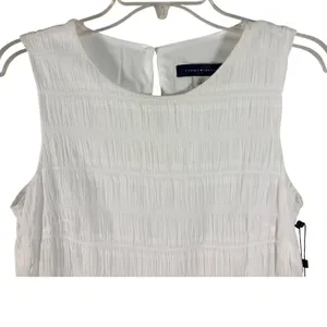 Tommy Hilfiger Shift Dress Womens 4‎ White New Smocked Ruffle Hem Sleeveless thumbnail 7