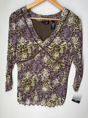 Vintage Y2K Axcess‎ Fairy Grunge Whimsigoth Boho Floral Empire Waist Top Earthy thumbnail 1