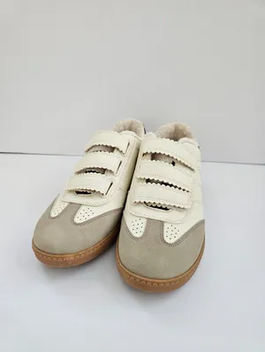 ​Sam & Libby Cream & Taupe Suede Strap Sneakers Sherpa Lined Gum Sole - Women's thumbnail 2