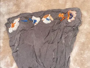 Altar’d State Off Shoulder Peasant Embroidered Floral Blouse Olive Grey thumbnail 4