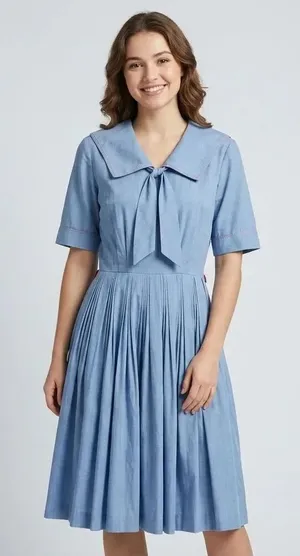 Countrywise Macshore Classics vintage Midcentury dress in chambray blue. Size 11 thumbnail 1
