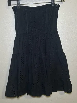 Edikted Liora Black Cotton Lace Tiered Strapless Mini Dress Women’s Size Small thumbnail 5