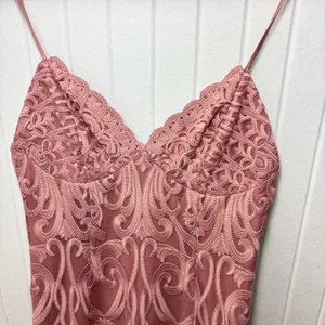 Bardot Gia Lace Pencil Midi Dress Spaghetti Strap Latte‎ Pink Embroidered L thumbnail 11