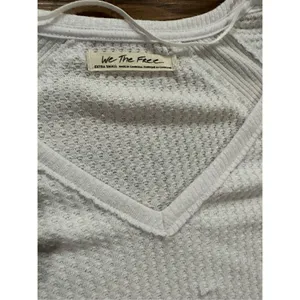 Free People Santa Clara‎ Thermal Top Alabaster White Sz XS thumbnail 5