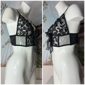 Victoria’s Secret Black Floral Sheer Mesh Dream Angels Triangle Bralette XL thumbnail 7