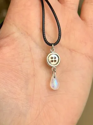 Handmade button & teardrop fairy whimsy style necklace🌀 thumbnail 4