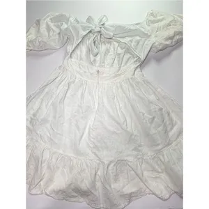 SheIn White Babydoll Mini Dress Puff Sleeve Cottagecore Milkmaid Size Medium thumbnail 5