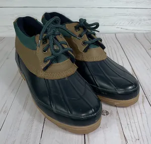 Vintage B.A. Sport weatherproof low top duck rain boots womens size 9 black/green/tan. Insoles of Dupont, Thermolite performance insulation thumbnail 1