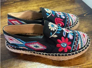 Johnny Was‎ Black Floral Embroidered Espadrilles Size 38 (Size 7.5) thumbnail 1