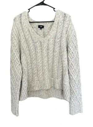 Line Pullover cable knit v-neck sweater with beautiful detailing‎ Size L thumbnail 1