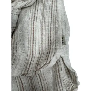 Abercrombie & Fitch Brown Striped‎ Front Tie Button Down Linen Blend Shirt M thumbnail 4
