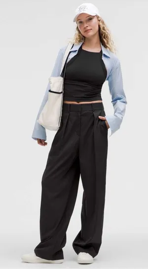 Lululemon Pleat Front High Rise Wide Leg Trouser size 14 gorpcore‎ minimalist thumbnail 1