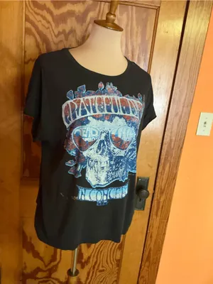 Junk Food Grateful Dead In Concert 1974 Skull Graphic Tee Slouchy Distressed thumbnail 12