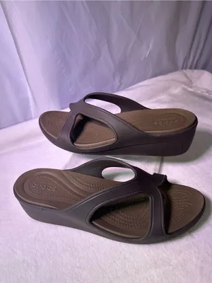 CROCS Women's Wedge Slide Sandal in Olive thumbnail 2