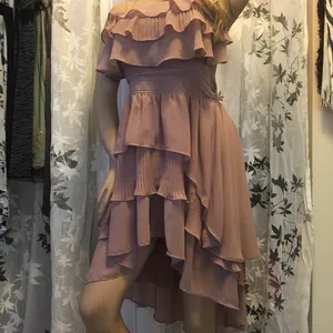 Double Zero Dusty Rose Hi Lo Ruffle Dress Large Layered Asymmetrical thumbnail 3