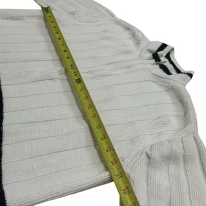 Y2K Dana B. and Karen Black White Stripe Knit Zipup Jacket‎ Old Money Academia M thumbnail 8
