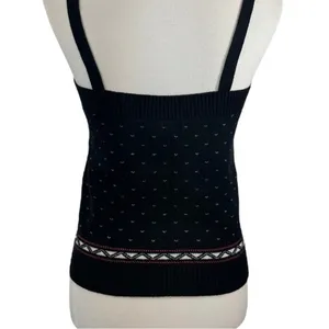 Anthropologie Black Knit Spaghetti Strap Camisole with Accent Border thumbnail 3