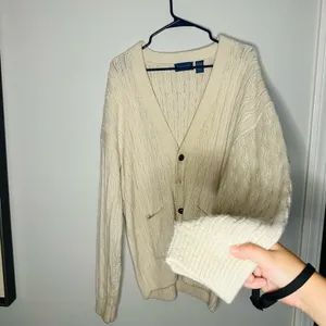 Vintage 80s Towncraft Acrylic Slouchy Cabled Oversized Cardigan Grande Size XL thumbnail 2