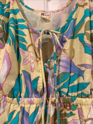 Billabong today’s wish Yellow Floral Tropical Maxi‎ Dress with Teal & Lavender thumbnail 7