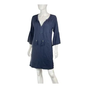Lilly Pulitzer Del Lago Dress Women's Navy Blue Cotton‎ Blend Bell Sleeve Size S thumbnail 2