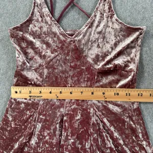 American Eagle Outfitters Crushed Velvet Strappy Mini Dress Size XXS Purple thumbnail 4