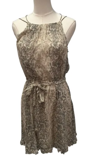New Abercrombie & Fitch Snakeskin Halter Mini Dress Small Tie‎ Belt Flowy thumbnail 1