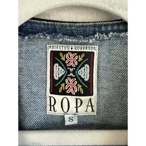 Vintage Hairston Roberson ROPA Denim‎ Vest Women's Small Floral Embroidery USA thumbnail 7