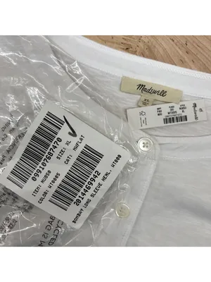 Madewell Bombay Minimalist Casual White Long Sleeve Henley Top Size XL NWT thumbnail 6
