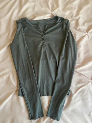 SheIn Gray Henley Top thumbnail 1