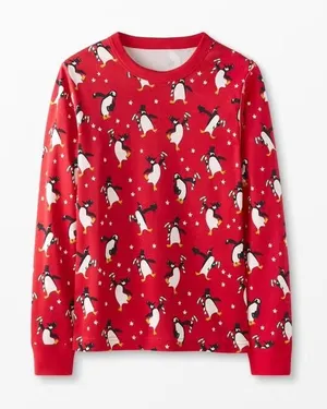 Hanna‎ Andersson Penguin Pajama Top Womens Medium Long Sleeve Cotton Christmas thumbnail 1