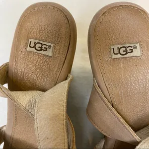 UGG Arian Snake Platform Wedge Ankle Wrap Tan Leather Sandals Womens Size 7.5 thumbnail 11