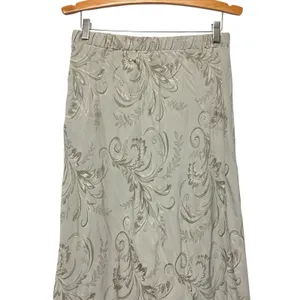 Vintage Y2K Large‎ Long Skirt Gray Embroidered Classic 90 Normcore Maxi Academia thumbnail 3