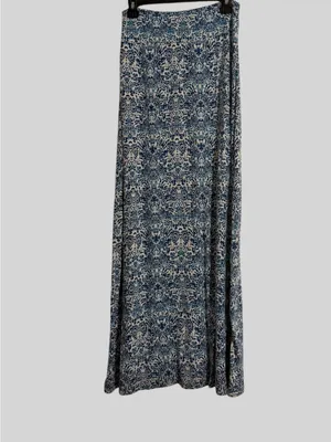 Cynthia Rowley Blue and White Printed Maxi Skirt thumbnail 2