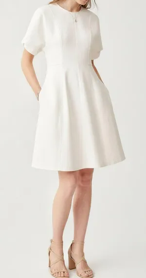 COS Puff Sleeve Organic Cotton Denim Mini Dress, White, 12 (US) thumbnail 1