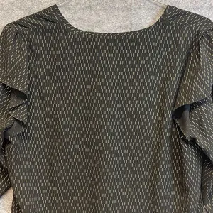 A NEW DAY Blouse Women's Large Black Gold Geometric V Neck Long Ruffle‎ Sleeves thumbnail 7