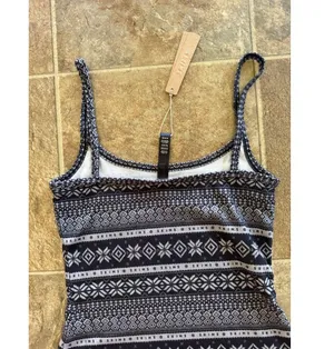 Skims Logo Plush Pointelle Cami Onyx Mirror Fairisle Size Medium thumbnail 9