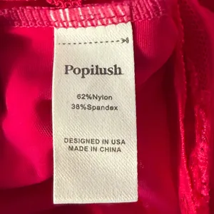 NWT Popilush Hot Pink Lace Deep V Sleeveless Shapewear Bodysuit Large thumbnail 7