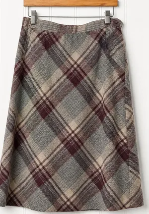 Vintage Panther Juniors 15 Plaid Wool Blend Midi Skirt A Line Pockets thumbnail 1