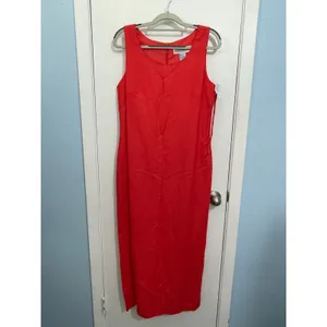 Vintage Jessica Howard 2 Piece Dress Set Size 10 Orange Linen Blend Summer NWT thumbnail 5
