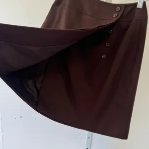 Vintage Lord & Taylor Brown 100% Pure New Wool Button Wrap Mini Skirt Size 4 thumbnail 5