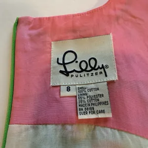 Lilly Pulitzer Pink Green Floral Sleeveless Cotton Dress Size 8 Vintage thumbnail 9