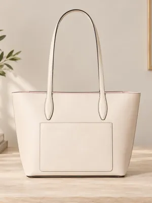 Kate Spade Cream Refined Grain Leather Tote Bag Pink Interior NWT thumbnail 5