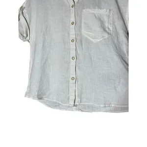 Zara Linen White Button‎ Front Blouse Size Small thumbnail 3