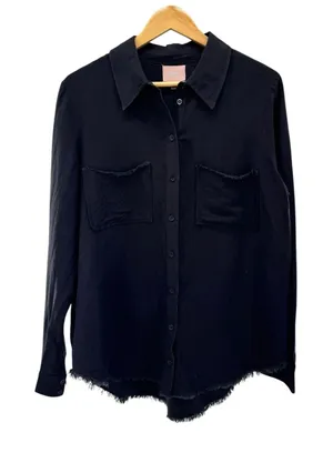 Show Me Your Mumu Black Marcella Linen Button Down Shirt Medium Coastal Beach‎ thumbnail 1