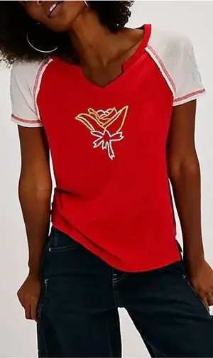 NWOT Free People Pep Rally Tee - Red Combo - Small thumbnail 1