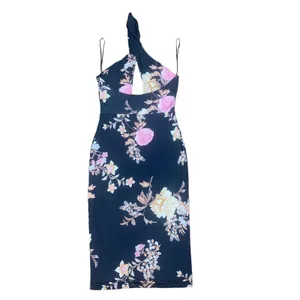 Missguided Navy Blue Floral Sleeveless Halter Midi Dress Women's Size US 8 thumbnail 7