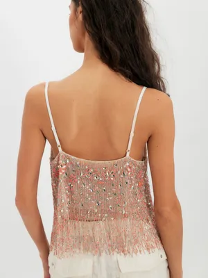 Free People Juliet Beaded Tank- size Medium thumbnail 3
