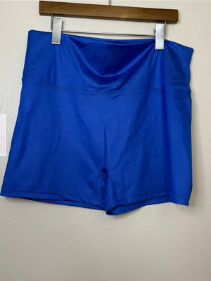 Aerie goals gloss 4” biker shorts plus size XXL 2X summer athletic beach blue thumbnail 2