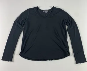 Vince. T‎ Shirt Womens Small Black Rayon Polyester Long Sleeve Lightweight Top thumbnail 1