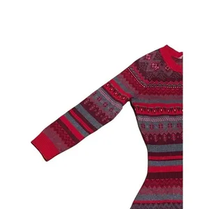 Athleta Womens Red‎ Fair Isle Sweater Dress Long Sleeve Cotton Blend Cabin Small thumbnail 11